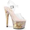 Pleaser - ADORE708MB Sandale à bride à la cheville, Pole dance chaussures - Transparent/Couleur or Product image